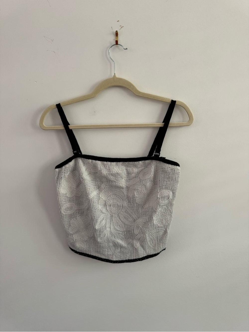 Abercrombie & Fitch Knit Black and White Lace-Overlay Camisole